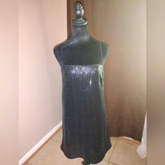 H&M Dresses & Skirts - 🖤🤎 NWT H&M Spaghetti Strap Sequined Dress XS With Copper Sequined Purse Party